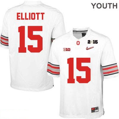 Youth NCAA Ohio State Buckeyes Ezekiel Elliott #15 College Stitched Diamond Quest 2015 Patch Authentic Nike White Football Jersey XY20T36XY